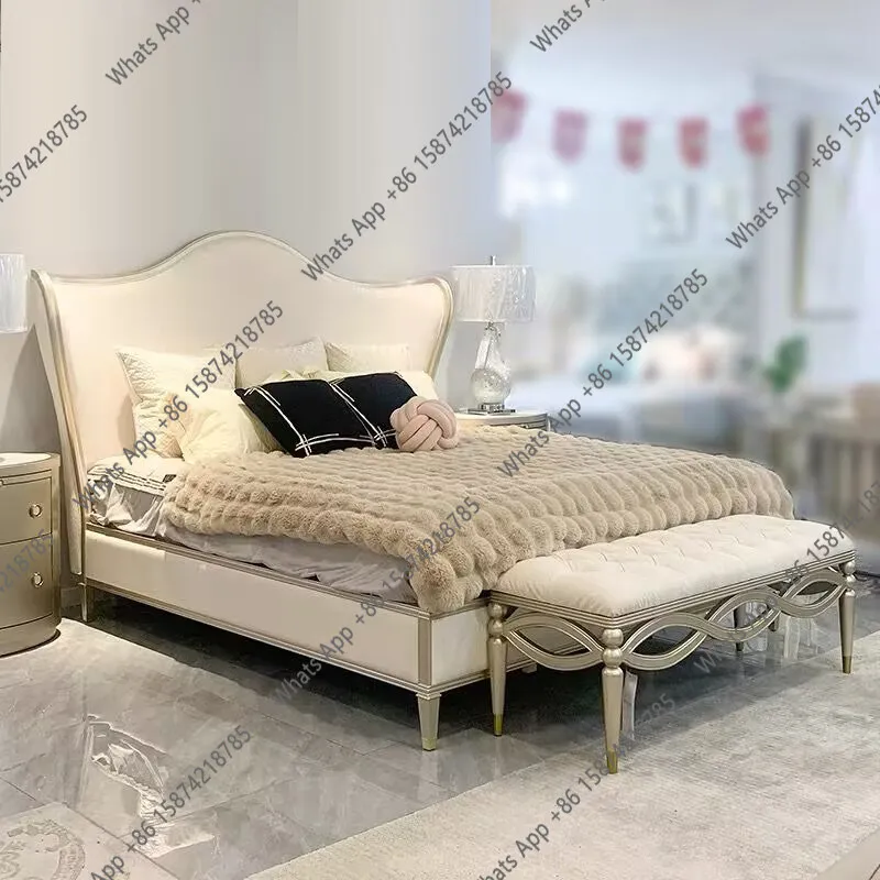 American light luxury bedside bedroom solid wood soft bag bedside stool entry against the wall shoe change bench fitting stool c
