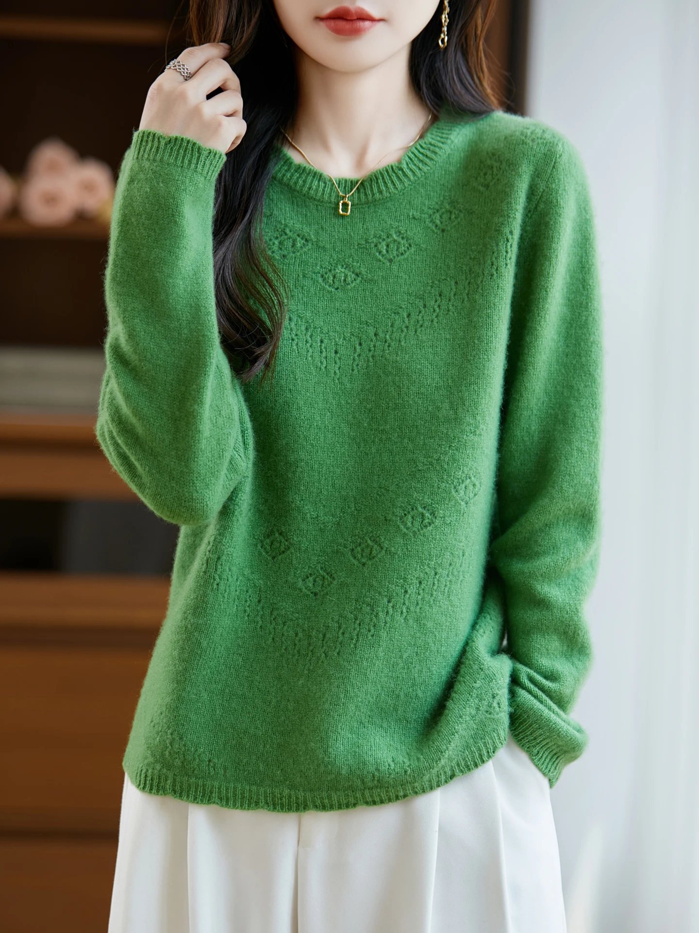 New Fashion Autumn Winter Woman Sweater Elegant Female 100% Merino Wool Knitted Pullover Cashmere Lady Long Sleeve Clothing Tops