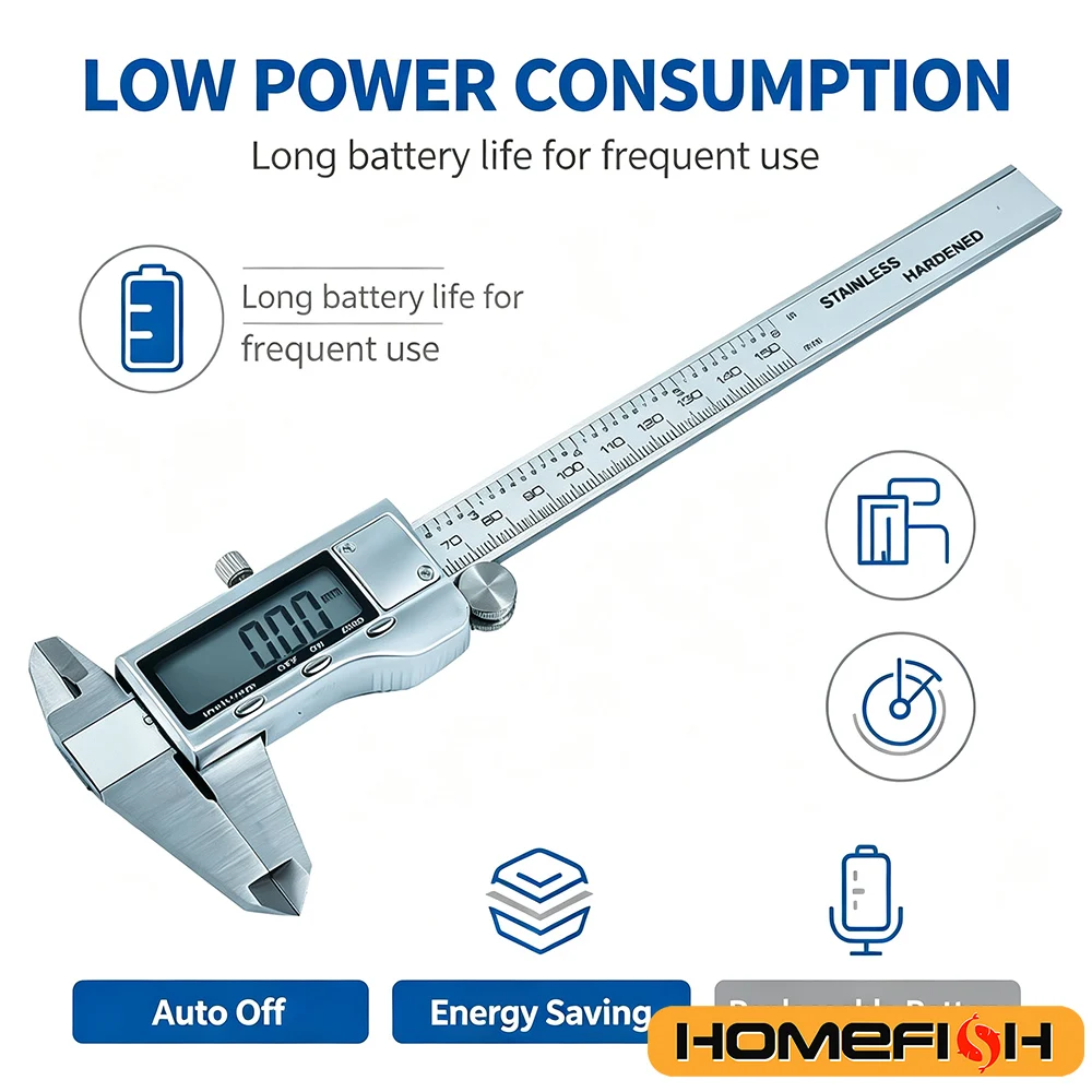 Electronic Vernier Caliper 6 Inch Precision Tool, LCD Display & Auto-Off Function, Metal Caliper Gauge for Engineering/Crafting image 4