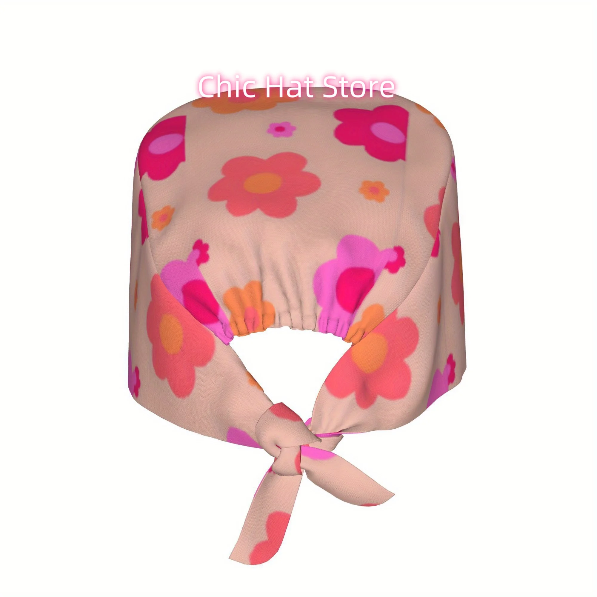 1pc Women's Stylish Printed Work Cap - Lightweight Adjustable Skull Cap, Tie-Back Nurse Hat, Dustproof Chef & Cooking Cap, Perfe