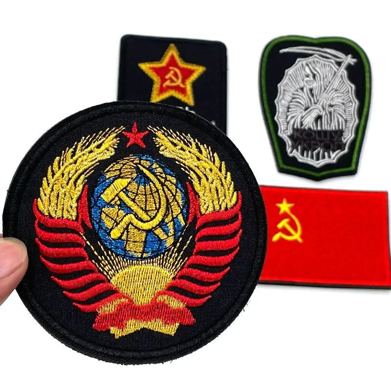 Soviet CCCP Logo Chevrons Embroidered Hook&loop Patches Russian Tactical Accessories Military Morale Badge Backpack Sticker