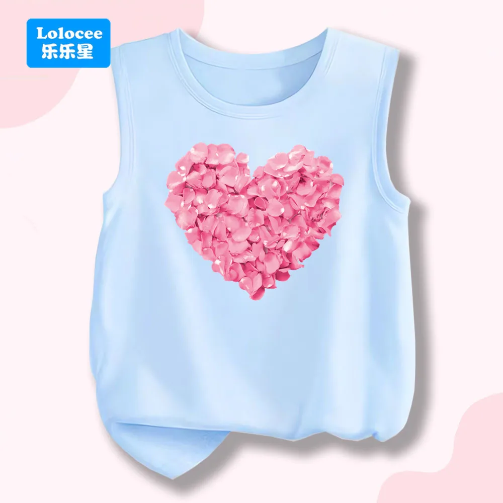 3-14T Letnie dziecięce koszulki bez rękawów z motywem Wieży Eifel z Paryża dla dziewczynek, w cukierkowych kolorach, bawełniane podkoszulki, bluzki bez rękawów, T-shirty BLTBZ1