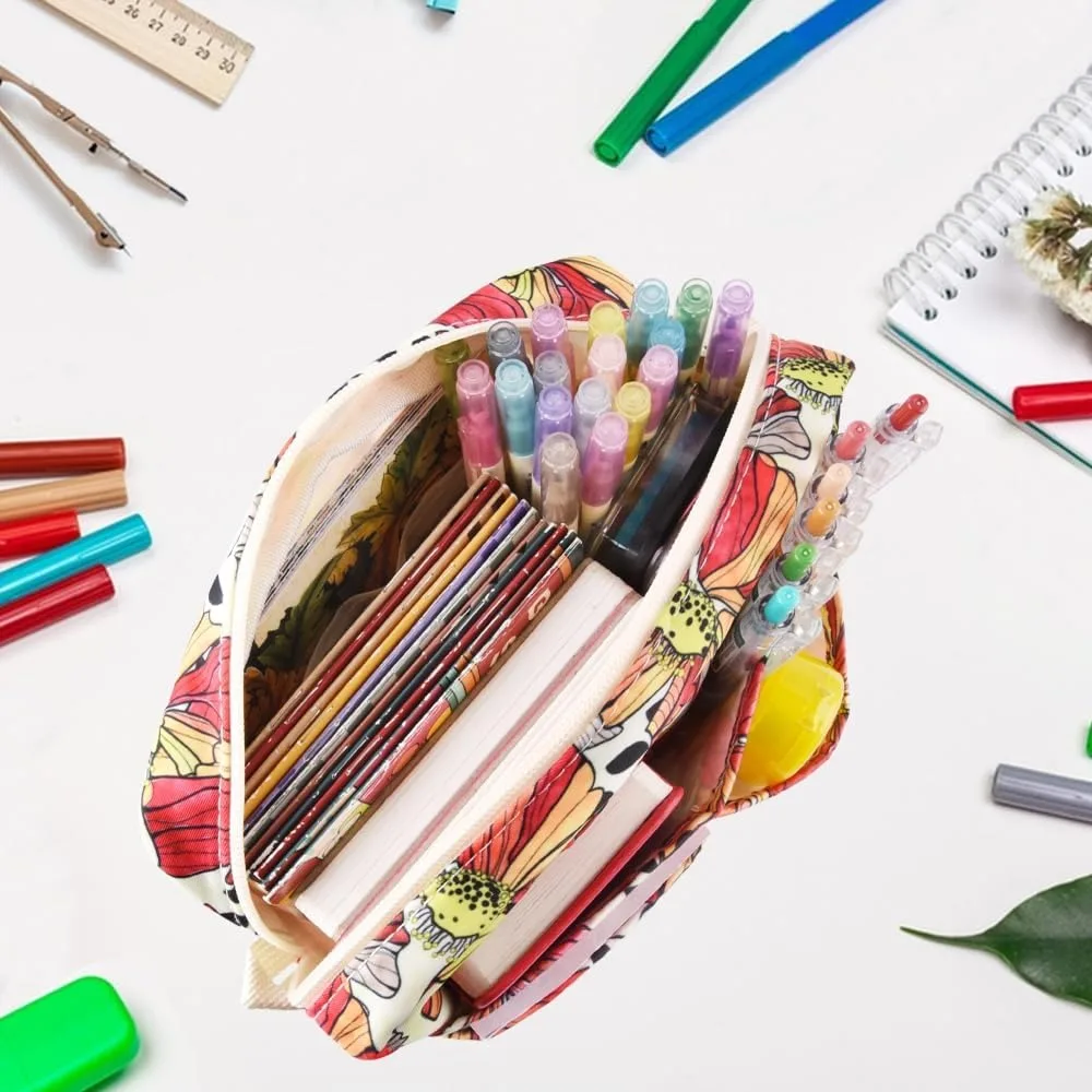 E-WEICHEN Organizer Portofolio Banyak Saku dengan Ritsleting, Tas Makeup Perlengkapan Perjalanan untuk Wanita, Alat Tulis Tahan Air Sederhana