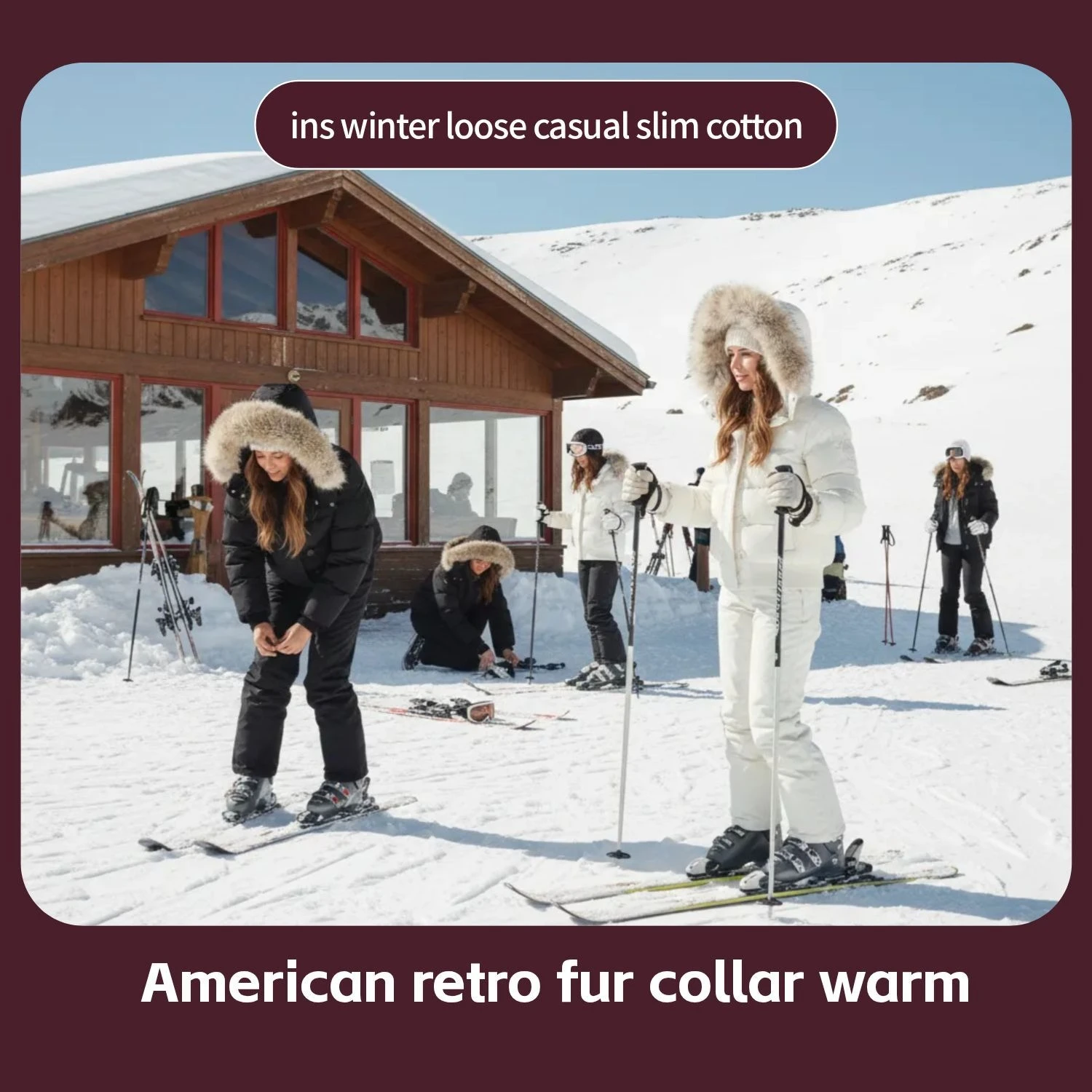 

Европа Америка меховой воротник теплое однотонное женское хлопковое пальто с капюшоном зимнее свободное повседневное тонкое хлопковое пальто куртки для женщин