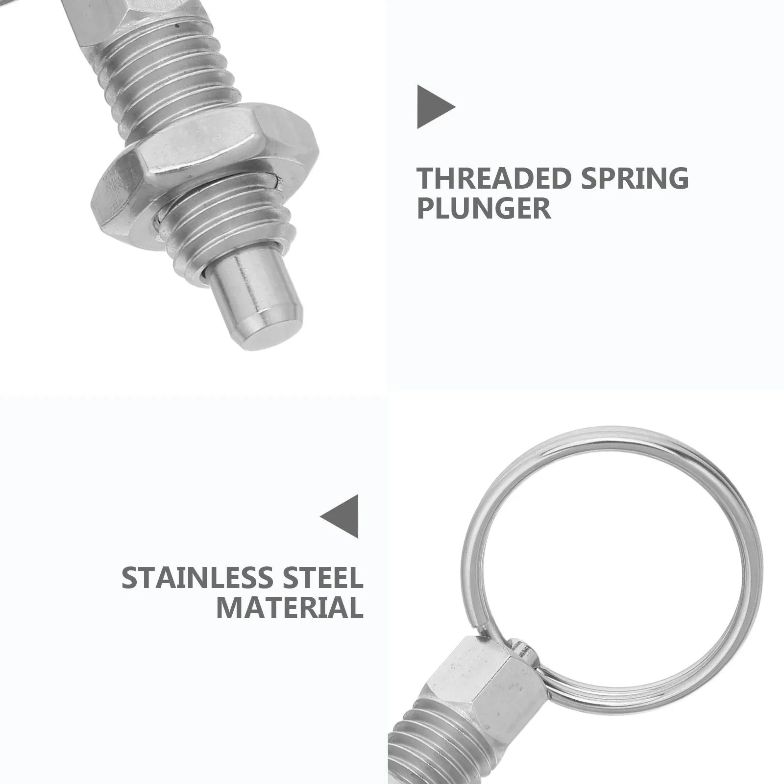 Retractable Indexing Plunger Pin, Stainless Steel Spring-Loaded Locking Pin, M10 Thread, 2 pcs