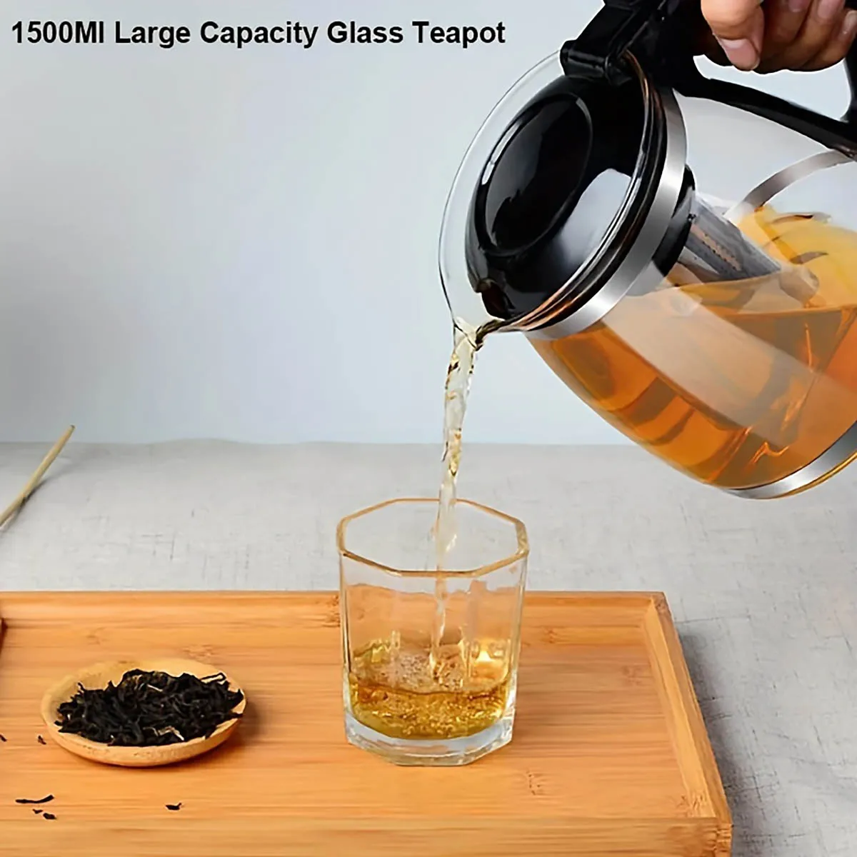 1pc High-Temperature Resistant Glass Teapot Large Capacity With Infuser  Tea Maker Heatproof Loose Leaf Tea Pot Convenient Use