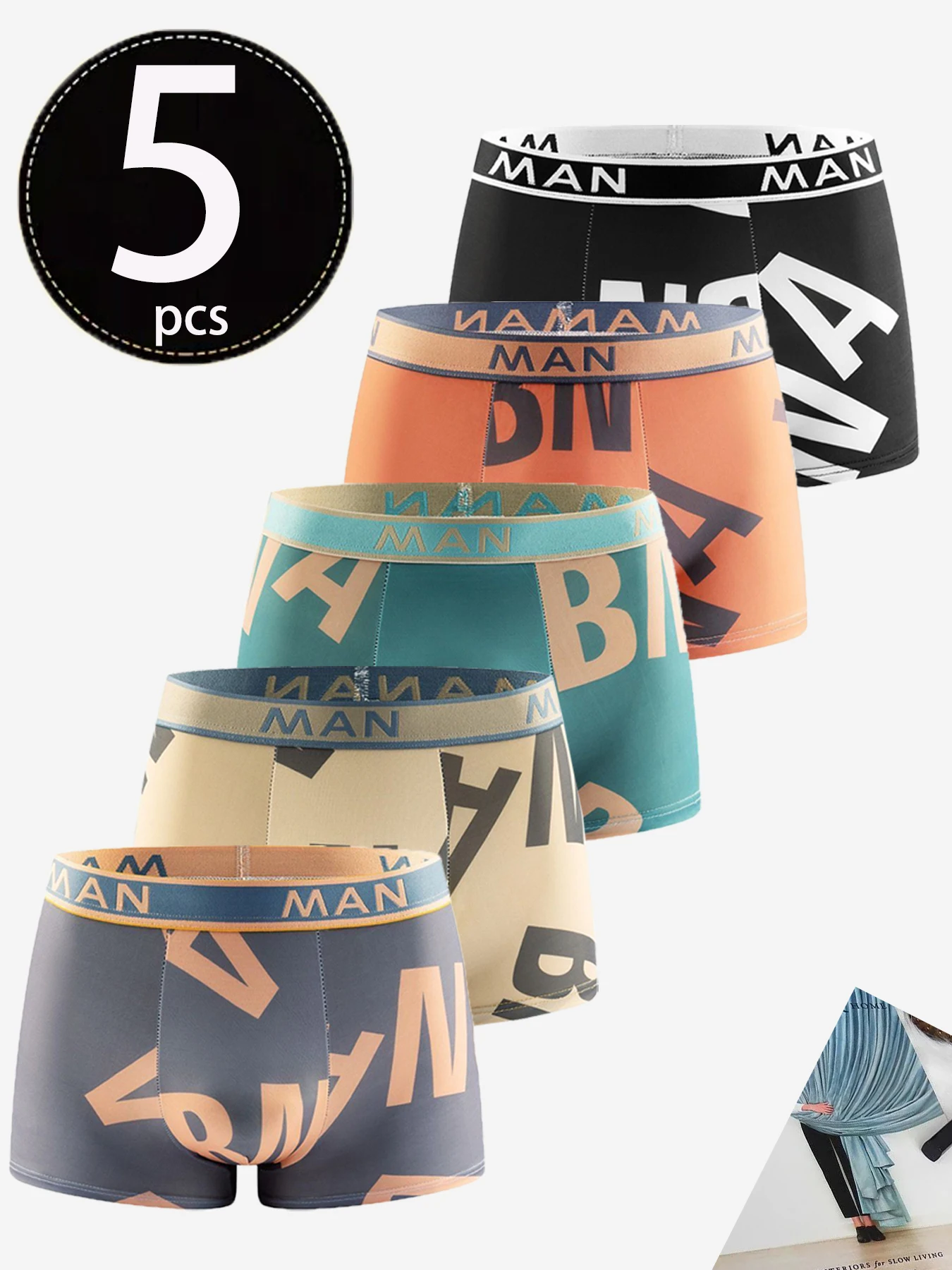 

5pcs High performance men's underwear - fast drying, breathable, and elastic bottom layer, suitable for sports and fitness