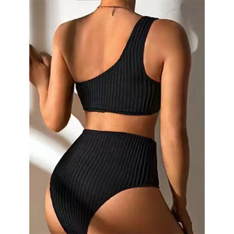 New White Bikinis Two Pieces Swimsuit Women One Shoulder Swimwear Beach Wear High Waist Bathing Suits Brazilian Bikini Set2025