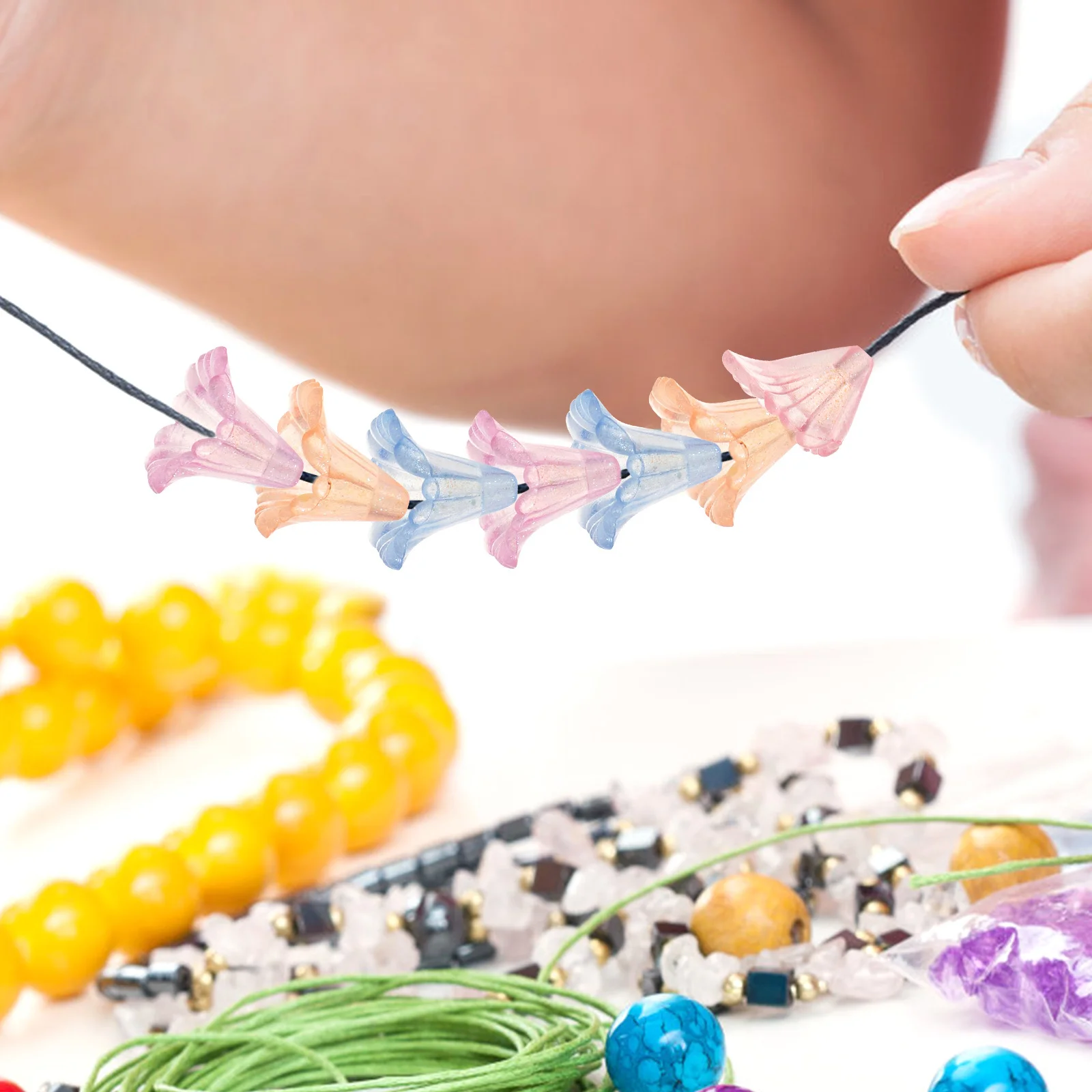 100 قطعة الخرز الاكريليك للمجوهرات DIY بها بنفسك ثقب صغير فضفاض الخرز سوار قلادة أقراط الحرفية صنع السحر حبة السحر