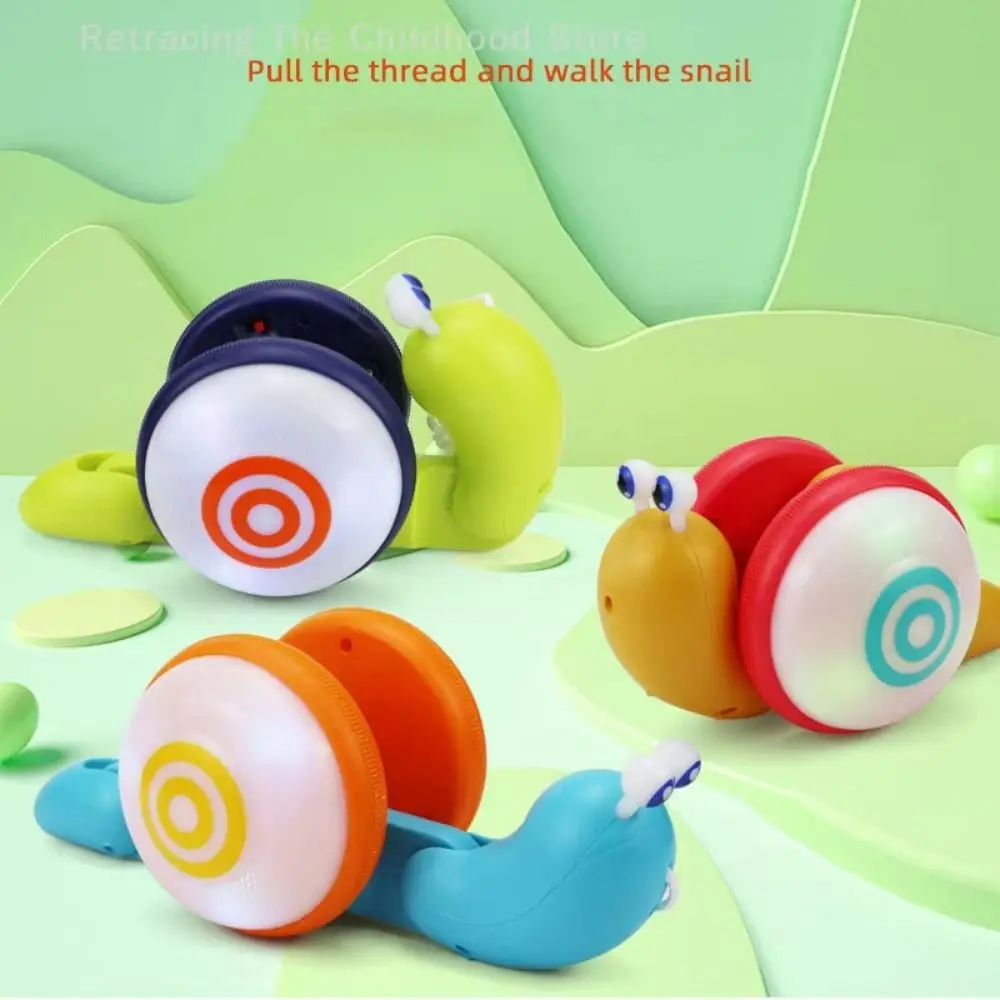 Mobile snail crawling toy, designed for stress relief and play, suitable for indoor playtime, paired with a rope