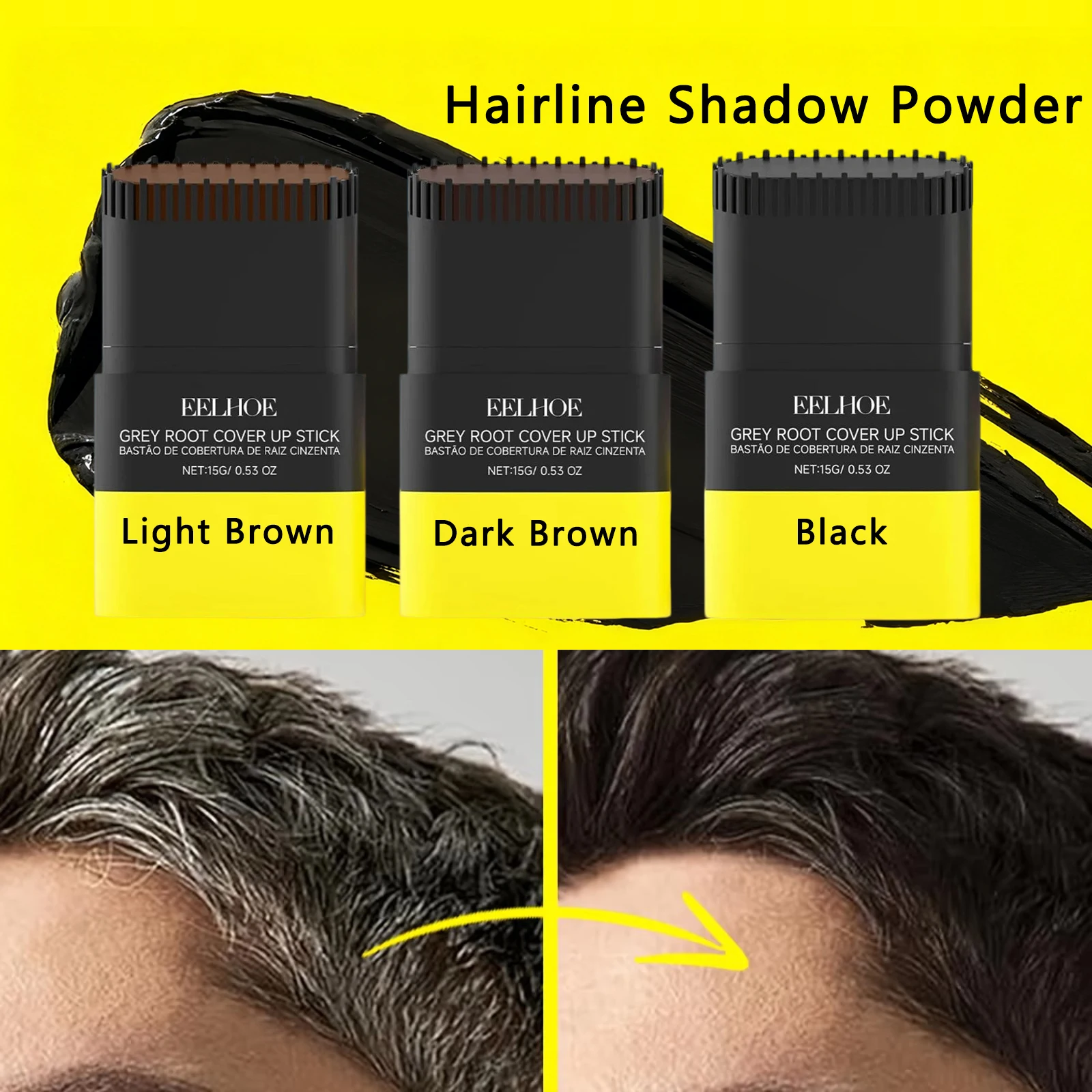 

Цвет для волос, пчелиный воск, тени для волос, консилер для волос, длительный мгновенный натуральный чехол, белый/серый, обратно в черный макияж