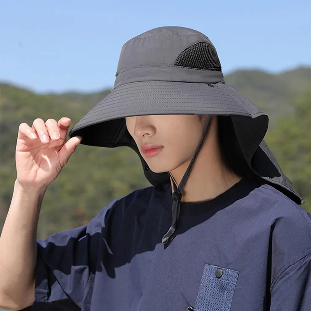 Full Coverage Sun Hat, Wide Brim Fishing Hat with Neck Flap, Removable Face Flap, Breathable UV Protection Cap for Hiking 95