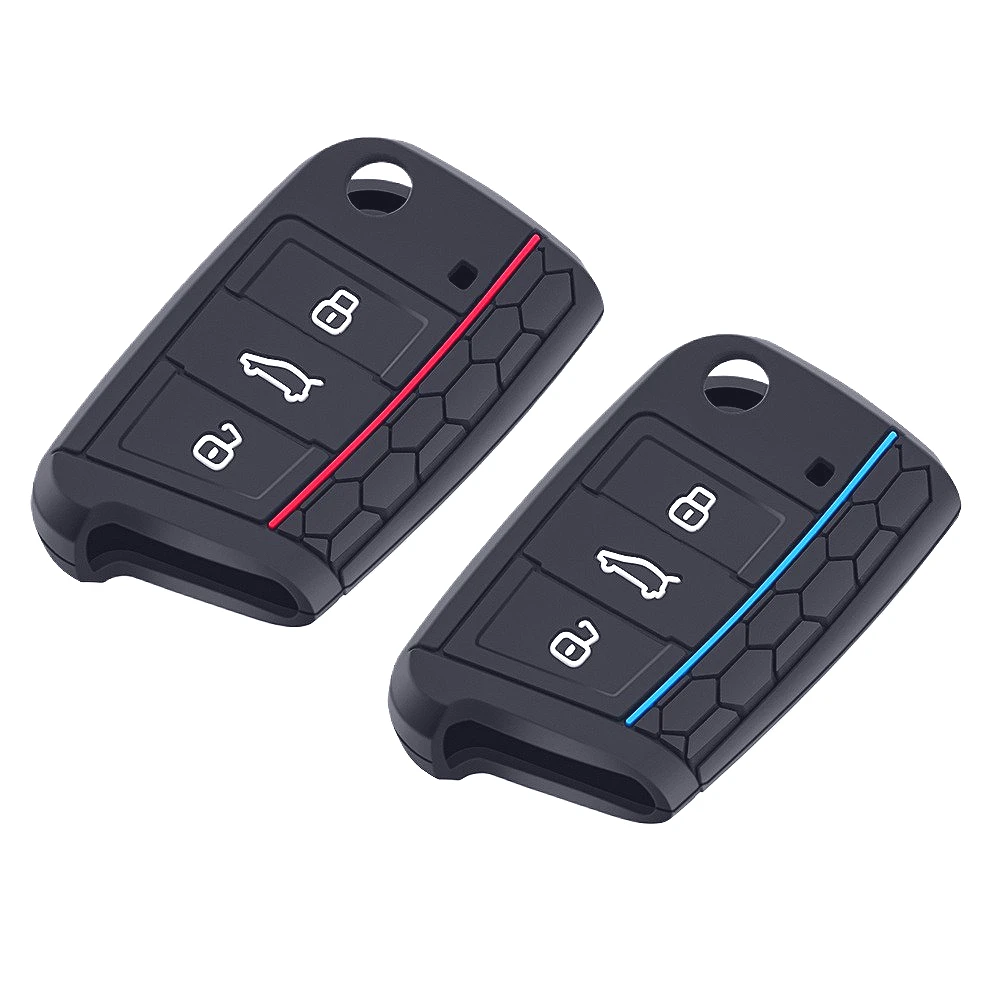 Silicone Car Key Case Cover for VW Golf 7 GTI POLO T-Cross T-Roc Touran Tiguan Skoda Octavia Rapid Kodiaq Fabia Seat Ibiza Leon