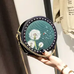 New Round Women's Crossbody Bag Cute Dandelion Girl Pattern Shoulder Bag Simple Style Lady Messenger Bag Female Handbag 2023