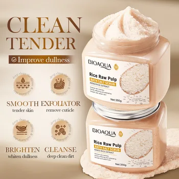 BIOAOUA Rice Pulp Bath Salt Scrub Gentle Exfoliating Body Scrub for Soft Smooth Skin…