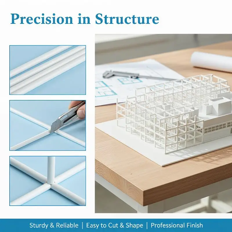 [MA]50Pcs ABS Round Pipe Tube Bar 0.5/0.8/1/1.5/2/2.5MM Length 500MM Solid Plastic Hard Rod For Building Structure Model[MA]