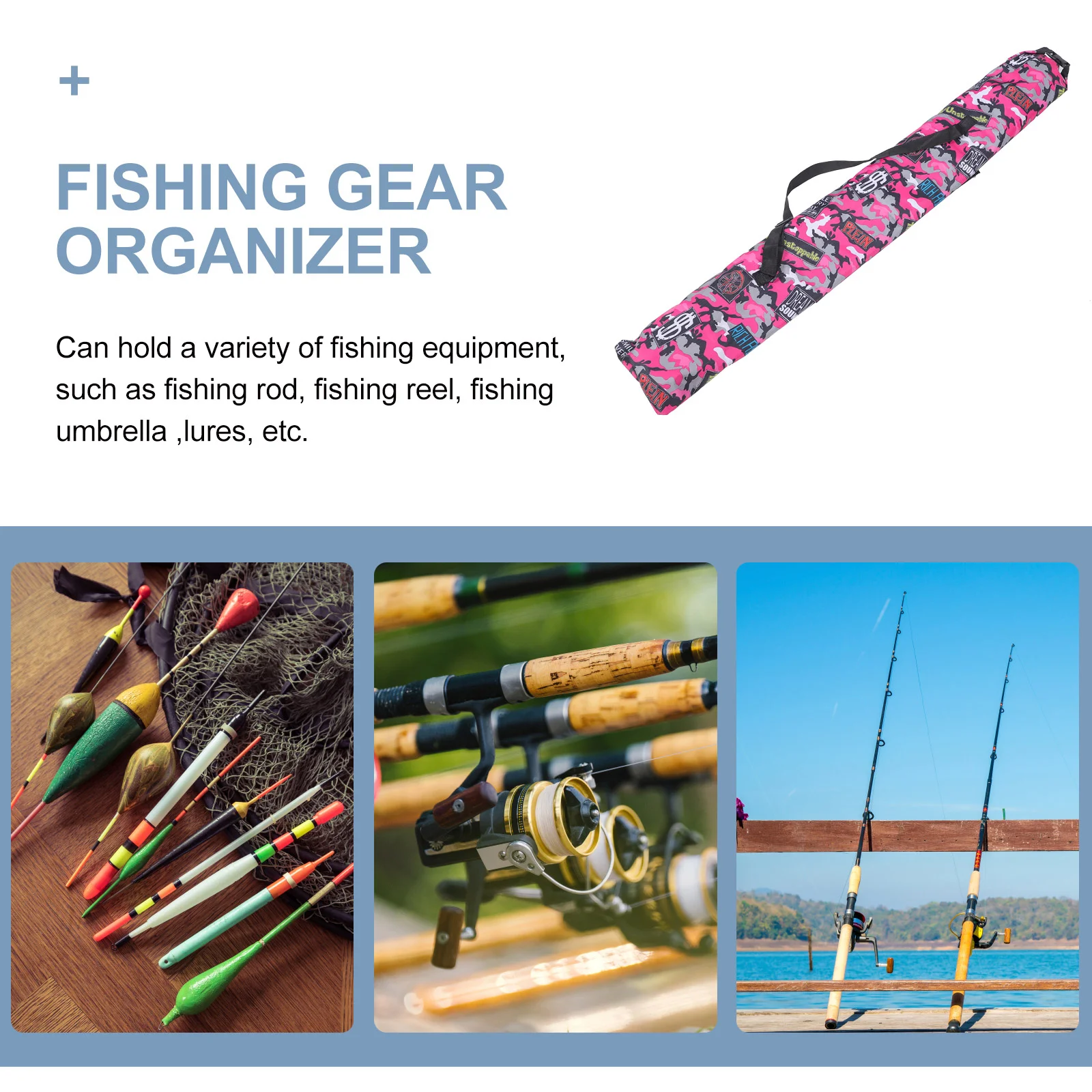 Description Picture 5 of itemFishing Rod Bags Fishing Pole Holders Oxford Cloth Portable Fishing Bag Pink Fish Rod Storage Bag Fishing Pole Case Bag Women