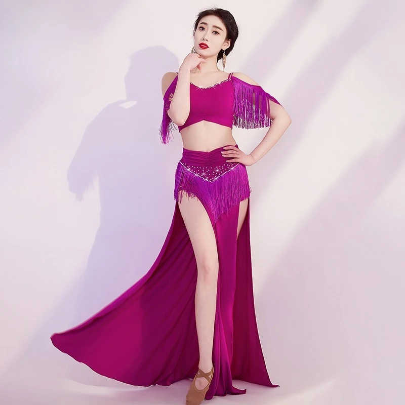 Customized New Belly Dance Practice Costume Oriental Dance Costumes Shining Tassel Performance Costume Set Indian Clothes Women