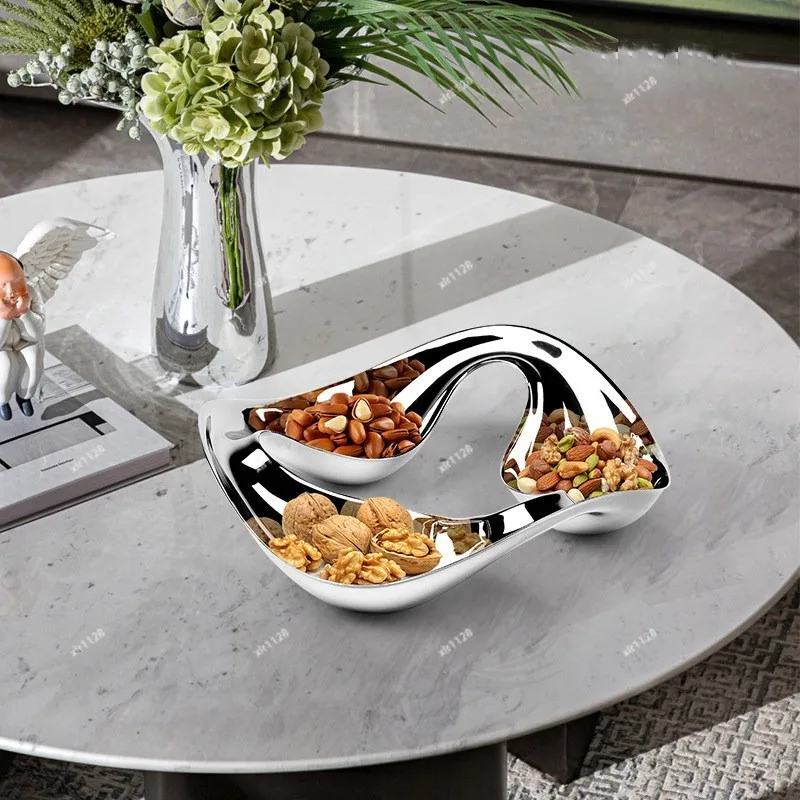 High Grade 304 Stainless Steel Snack Tray Creative Fruit Nut Candy Plate for Indoor Daily Use