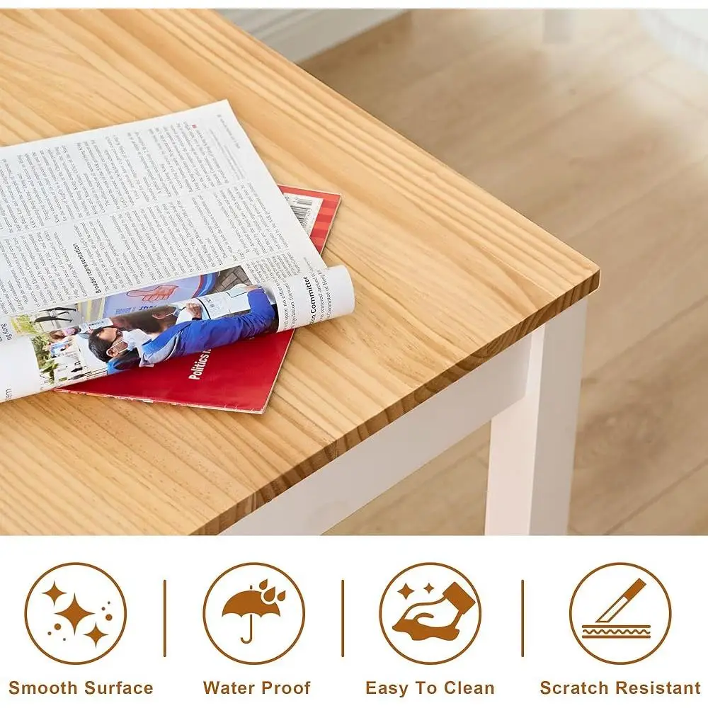 Dining Table Set 4 Small Space 5 Pieces Kitchen Dining Room Strong Stable Pine Wood Rustic Elegant Design Easy Assembly