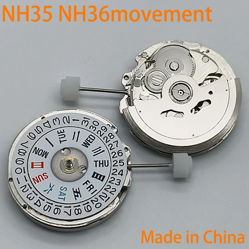China NH35 NH36 Movement Date 3 o'clock Dual Calendar High Accuracy Automatic Mechanical Watch Movement Replace