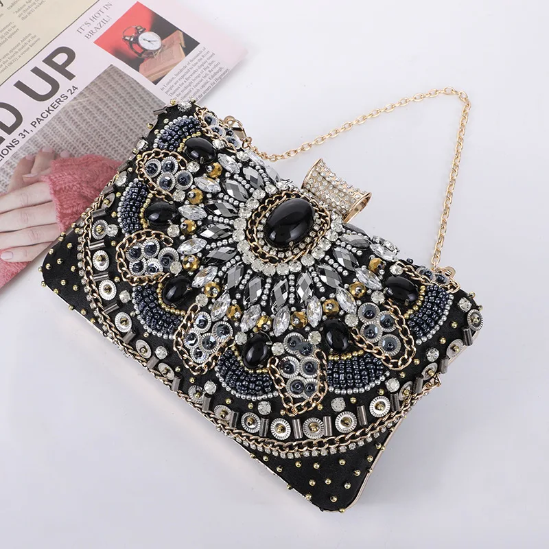 Luxury Purse Women Beaded Handbag Diamond Evening Bag Clutch Bag Fashion Elegant And Charming Ladies Party Bride Embroidered Bag