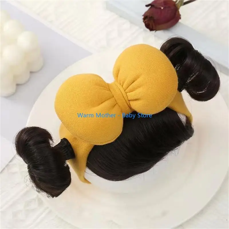 Bowknot Stirnband Kopfbedeckung für Kinder Säugling Kleinkind Baby Perücke Haarband Haar-Accessoire Fransen Kopfschmuck