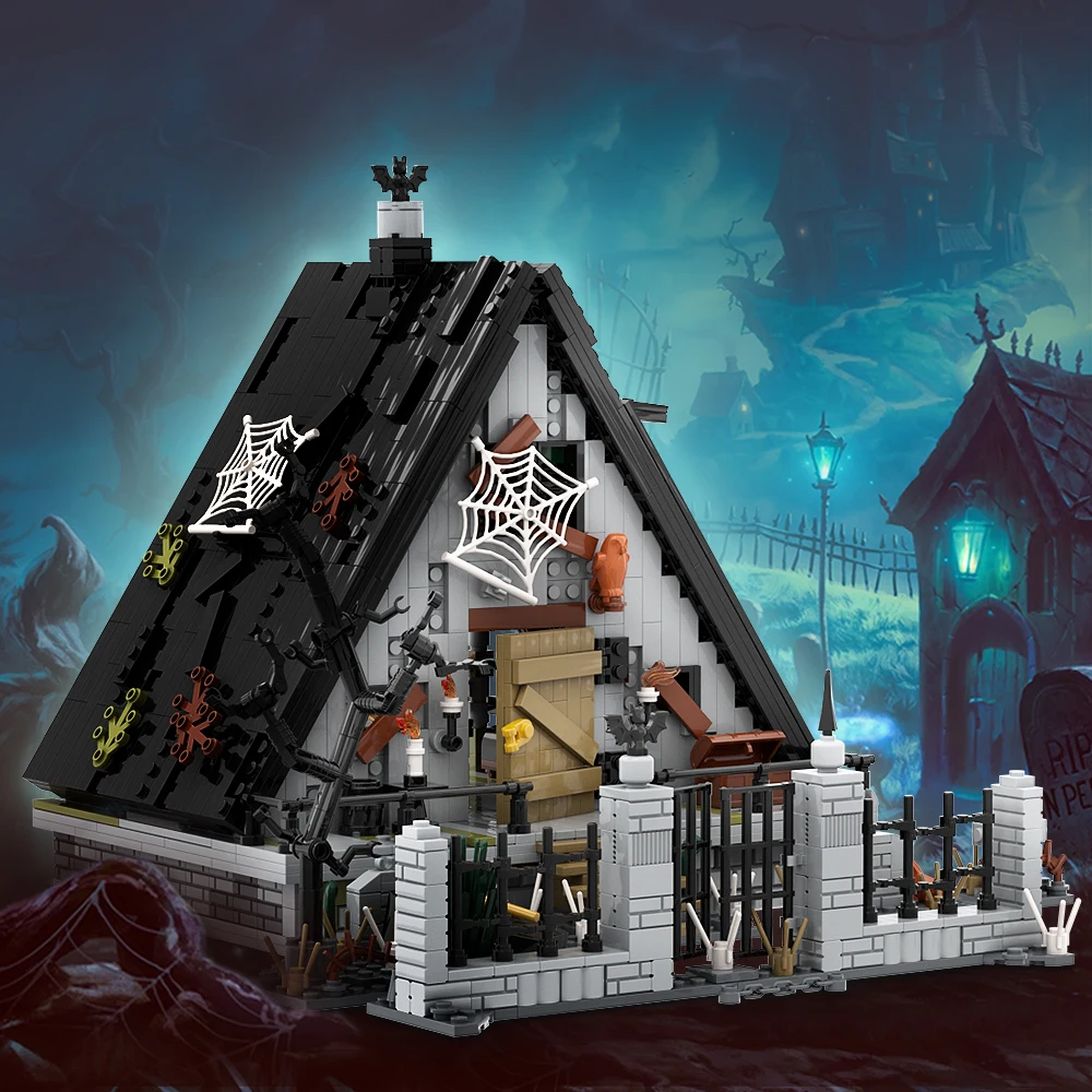 MOC Halloween Brickheadz Witch House Building Block Set Bat Owl Pumpkin Witch Vampire Terror Bricks Pumpkin Ghost Toys For Gift