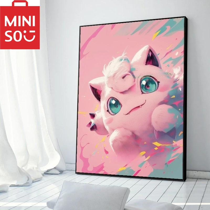 MINISO pintura al óleo por número Pokemon Charmander Jigglypuff decoración del hogar dormitorio Bar decoración de la sala de estar el mejor marco de regalo