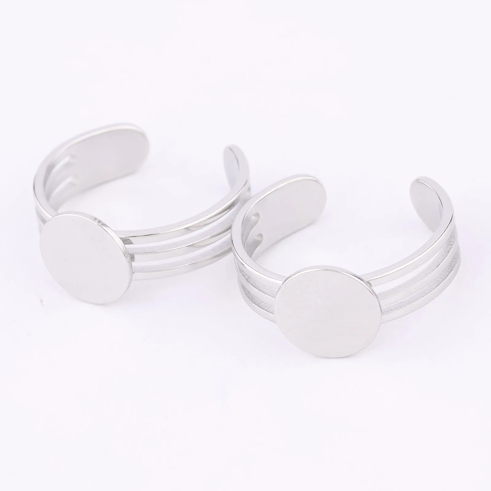 5pcs Stainless Steel 10mm Circle Pad Ring Base Setting Blanks Diy Bezel Fingerring For Jewelry Making Supplies