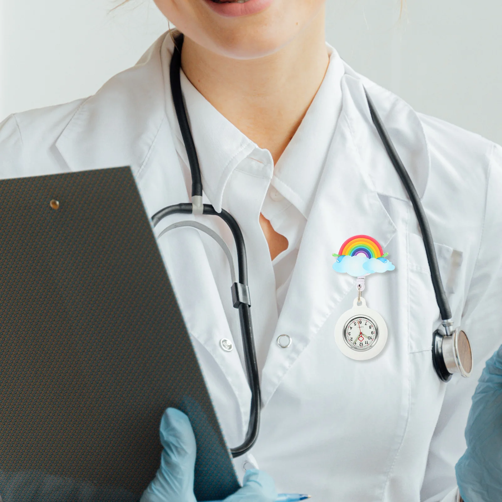 Krankenschwester-Tisch, tragbare Uhr, Herren-Geschenke, Abzeichen für Damen, Silikagel, einziehbares Herren-Lanyard