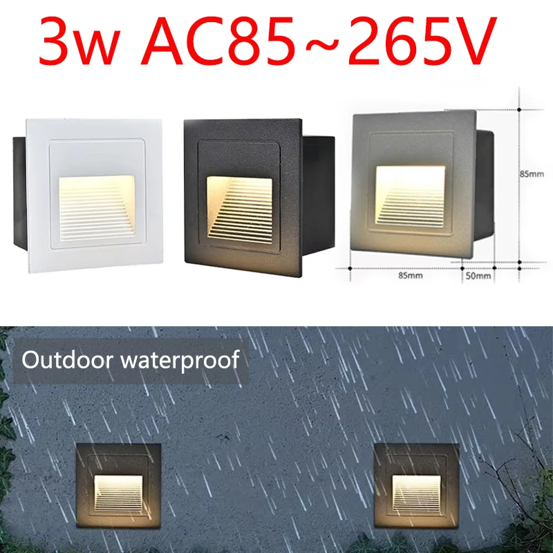 

Aluminum LED Wall Light Step Light 3W Recessed LED Wall Light Outdoor Waterproof Indoor Lighting Decorative Light for corridors
