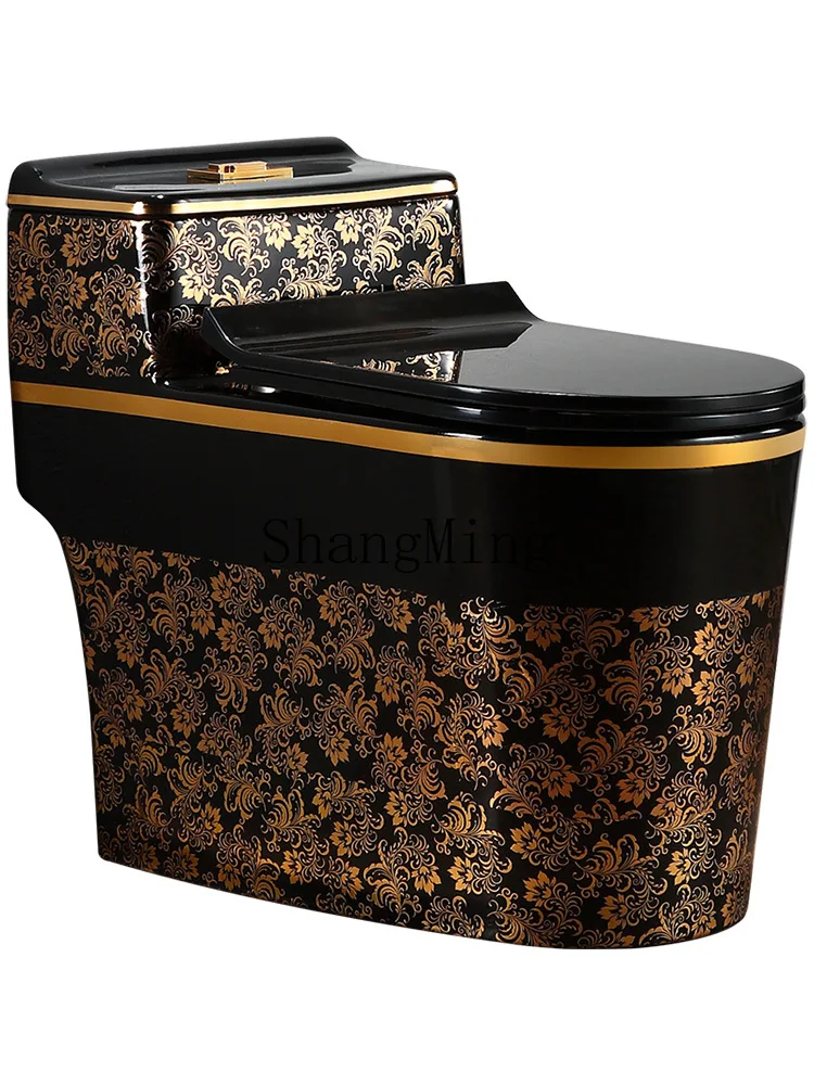 CL household toilet siphon black gold color luxury new Chinese retro pumping personality creative ceramic seat toilet