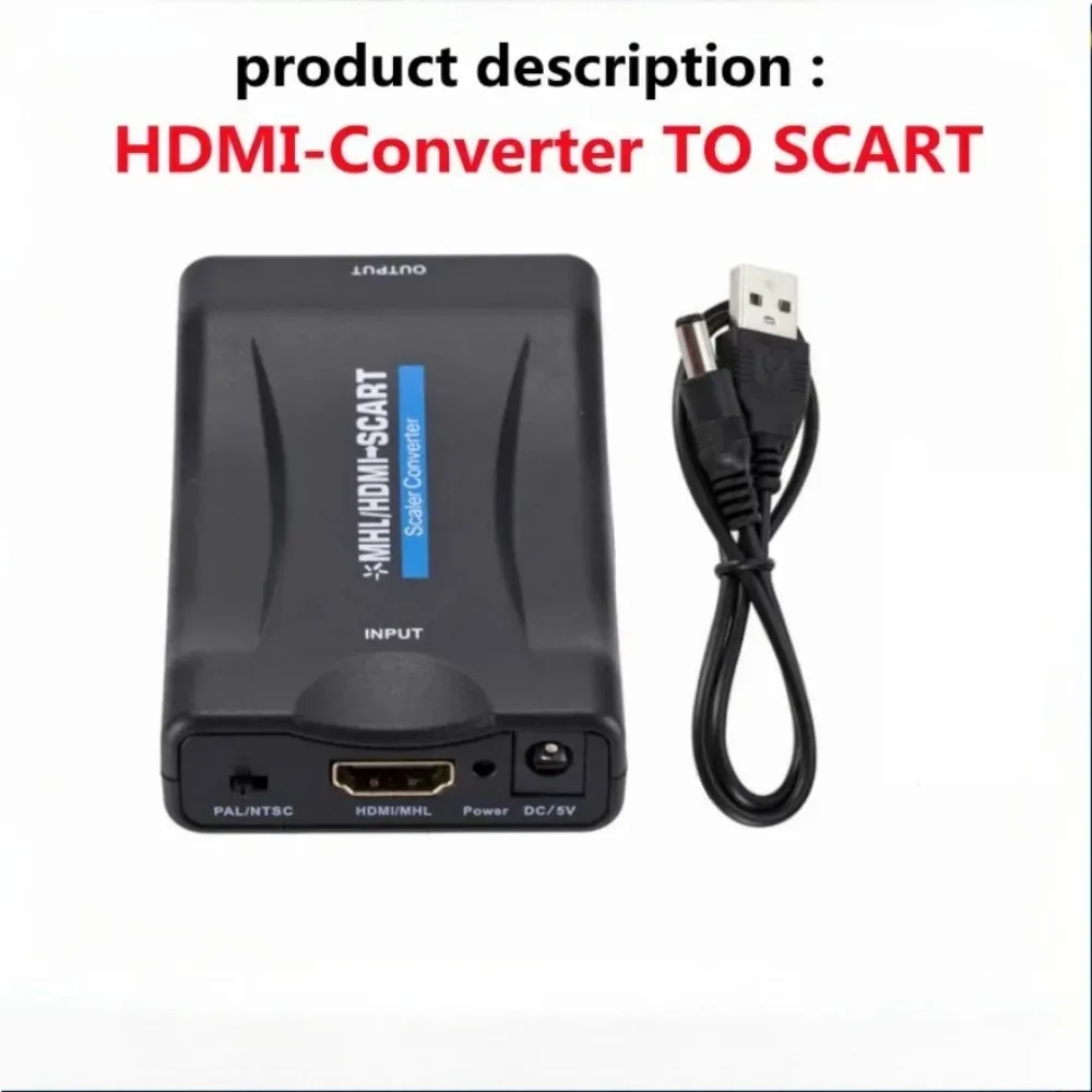 BGGQGG HDMI-compatible TO SCART  Video Audio Converter with USB Cable For HDTV Sky Box DVD Television Signal Upscale Converte