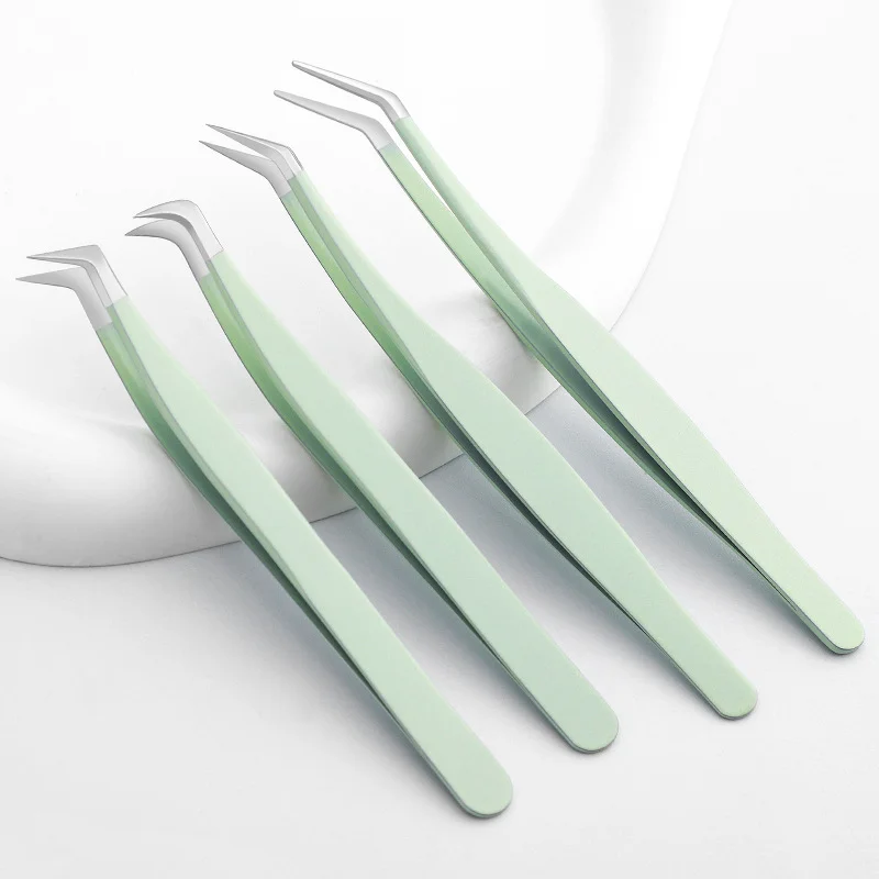 kua1 Pc Pinça Extensões de Cílios Pinça Superhard de Aço Inoxidável Rosa Maquiagem Estática com Pontas de Fibra de Alta Precisão