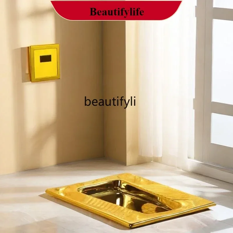 

Z189 Золотой унитаз на корточках, керамический резервуар для воды, полный набор, бесшумный дезодорант, водосберегающая ванная комната, яма на корточках, ванная комната