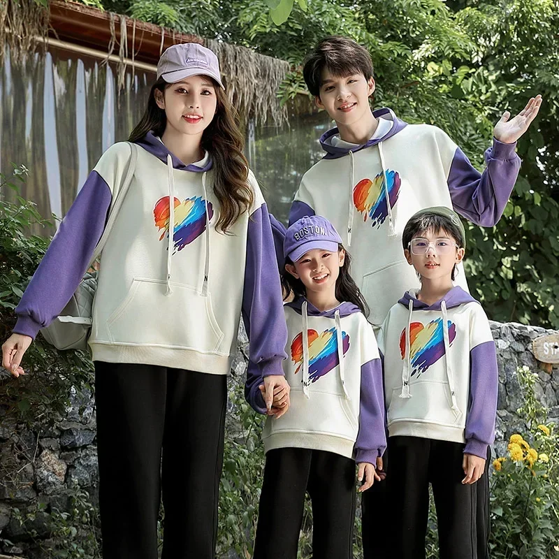 Family Matching Hooded Sweatshirts Dad and Son Matching Outfits for Mom and Daughter Equal Clothes Parent-child Hoodies Sets