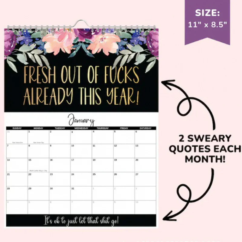 2025 Calendar For Tired-Ass Women New Time Planning With Coil Wall Calendar Paper Hanging Calendar Indoor New Year's Gifts