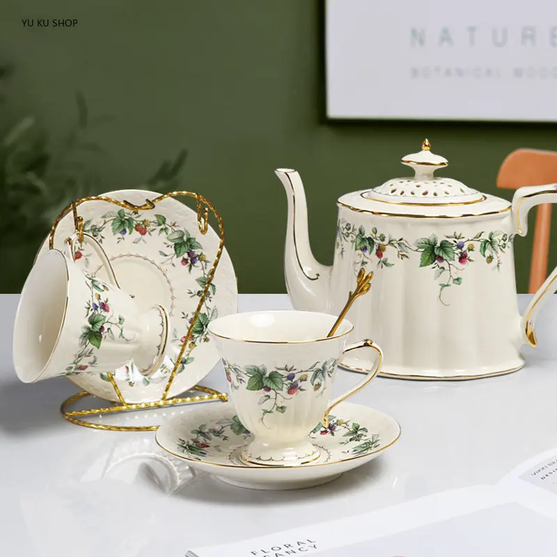 Bone China Coffee Cup Set British Porcelain Tea Vintage Ceramic Mug Espresso Afternoon Teacup 2-4 Persons Luxury Tableware Gift