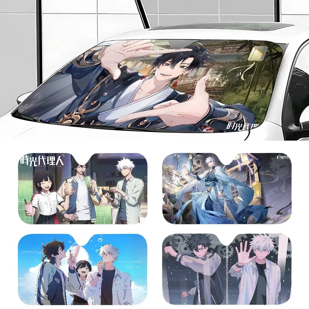 

Anime L-Link C-Click V-Vintage Photo Car Windshield Sun Shade Car Sun Visor Protector Aluminum Foil 51.2 X 27.5 In