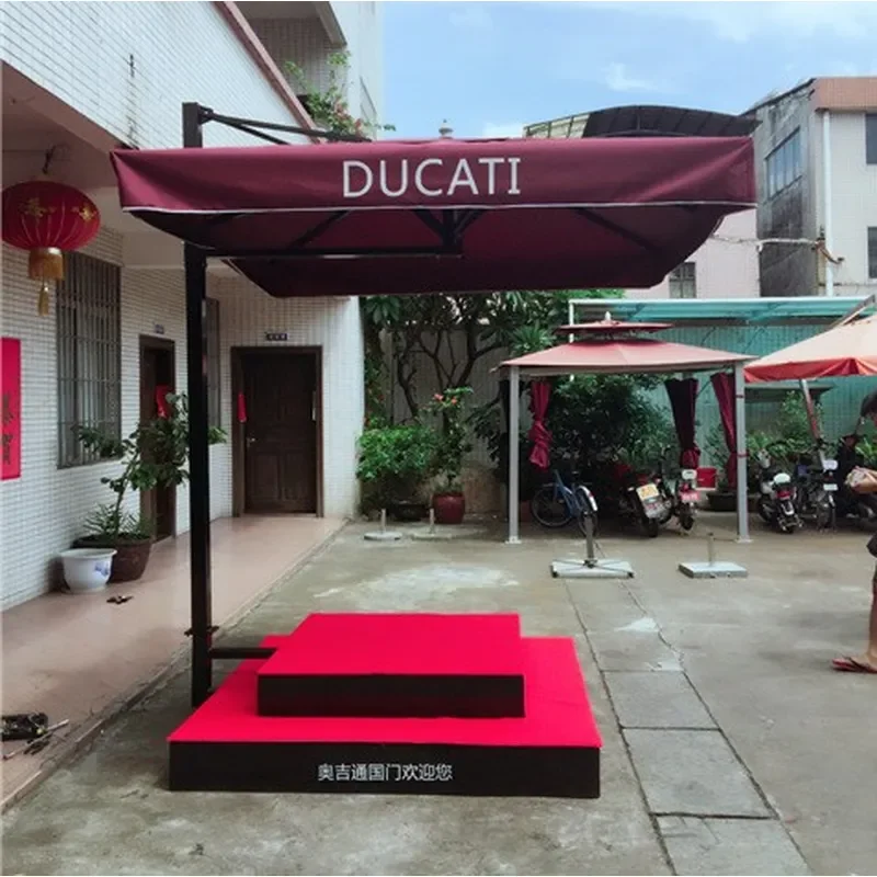 Heavy Duty Outdoor Security Umbrella Base Wind Resistant Parasol Stand with Welcome Mat Platform for Patio Garden Awning