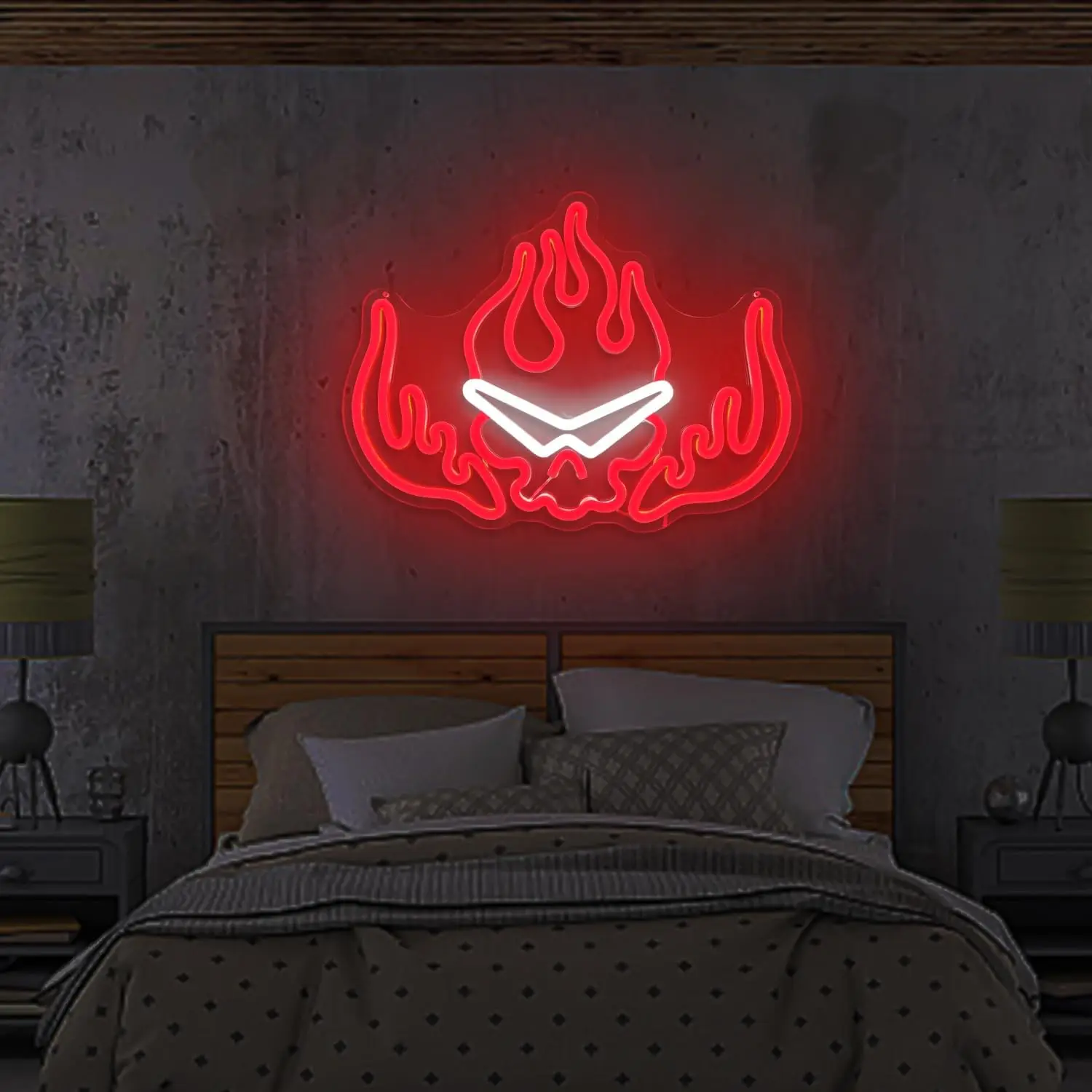 Letrero de neón de calavera llameante, luz de neón LED regulable por USB para dormitorio, hombre, cueva, sala de juegos, fiesta, decoración del hogar, regalo de cumpleaños y Navidad