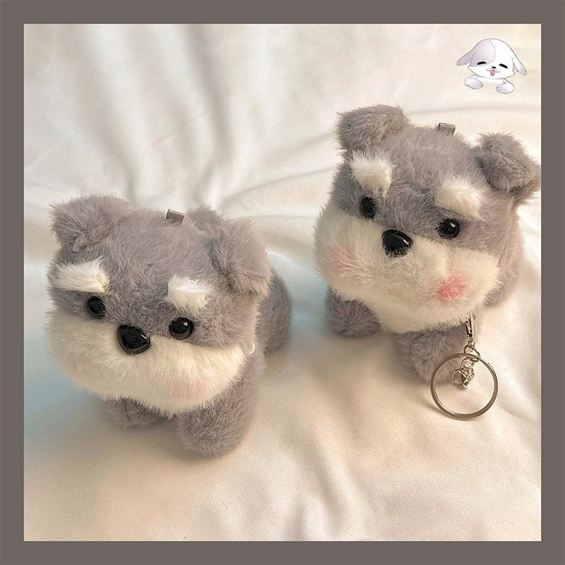 3D Fluffy Schnauzer Dog Plush Earphone Case for AirPods 1/2/3/4 Pro 2 Cute Soft Protective Cover with Keychain