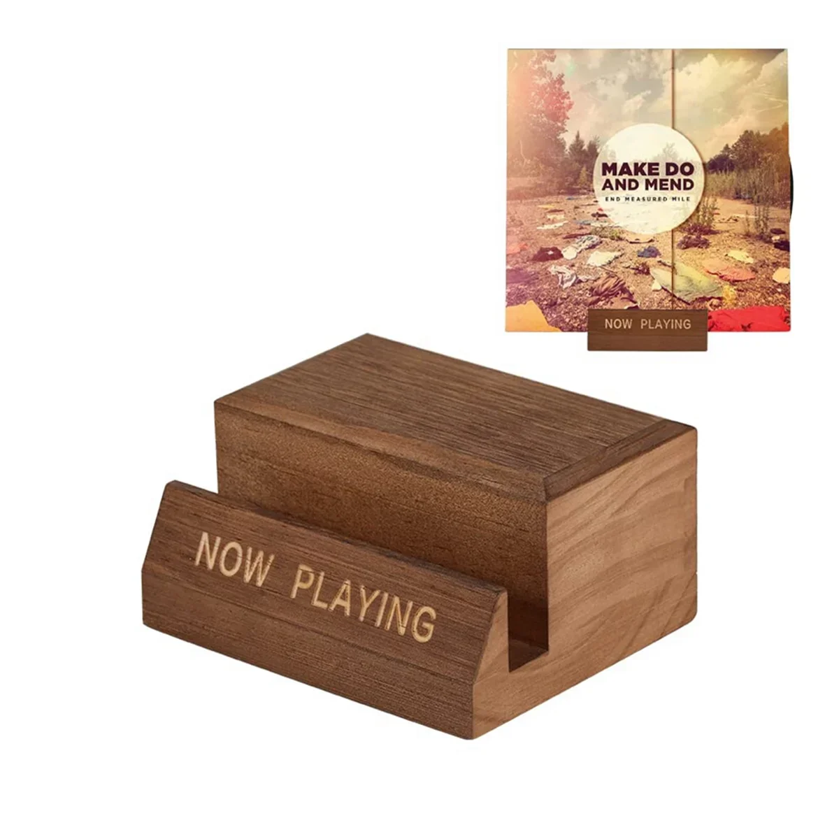 For Vinyl LP Album Cover And Single CD Tabletop Storage Now Playing Record Stand Wooden Display Holder