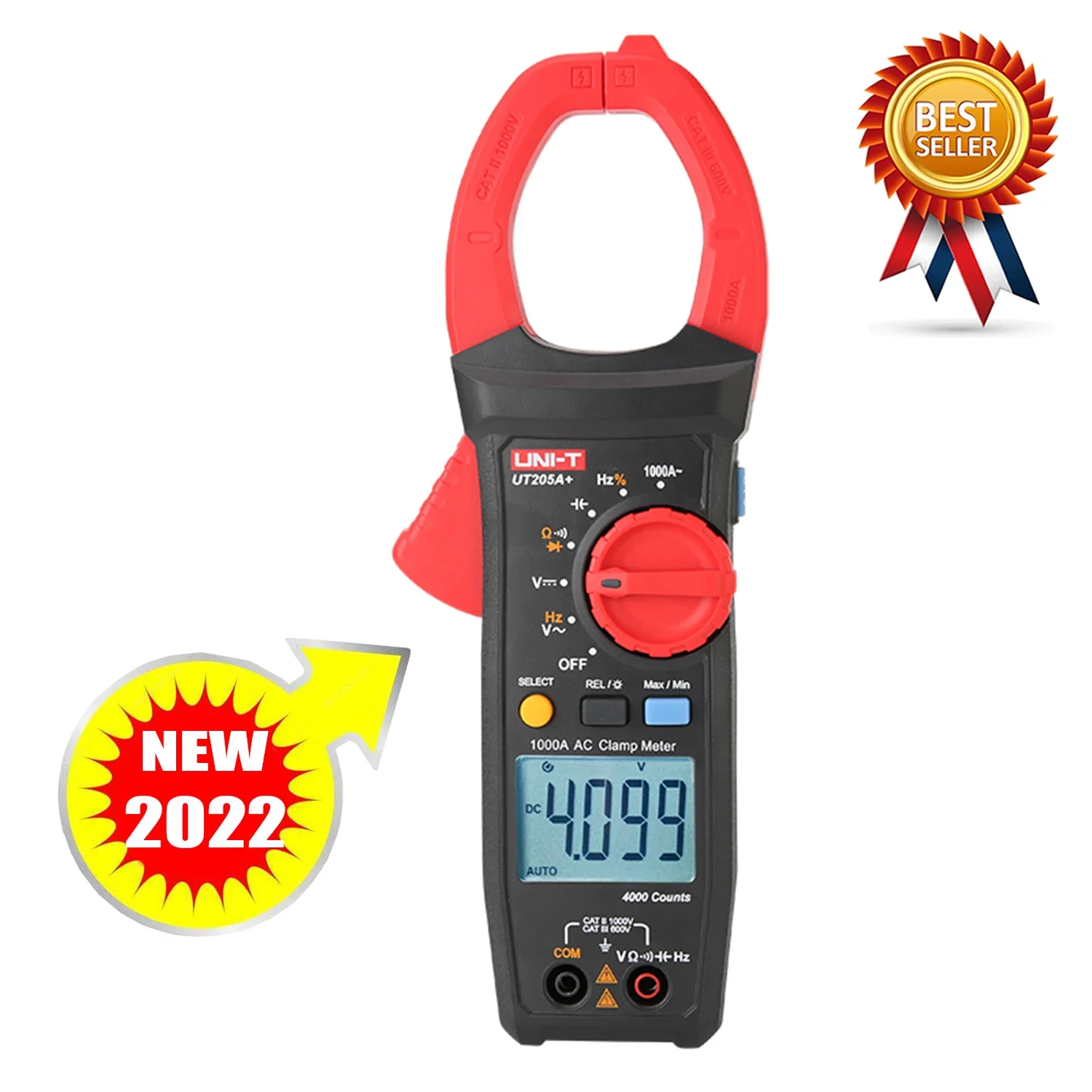 

UNI-T UT205A + UT206A + Meteran Jepit Digital, Penguji Voltase AC DC 1000V, Uji Suhu Resistansi Ammeter Digital Rahang 45mm.