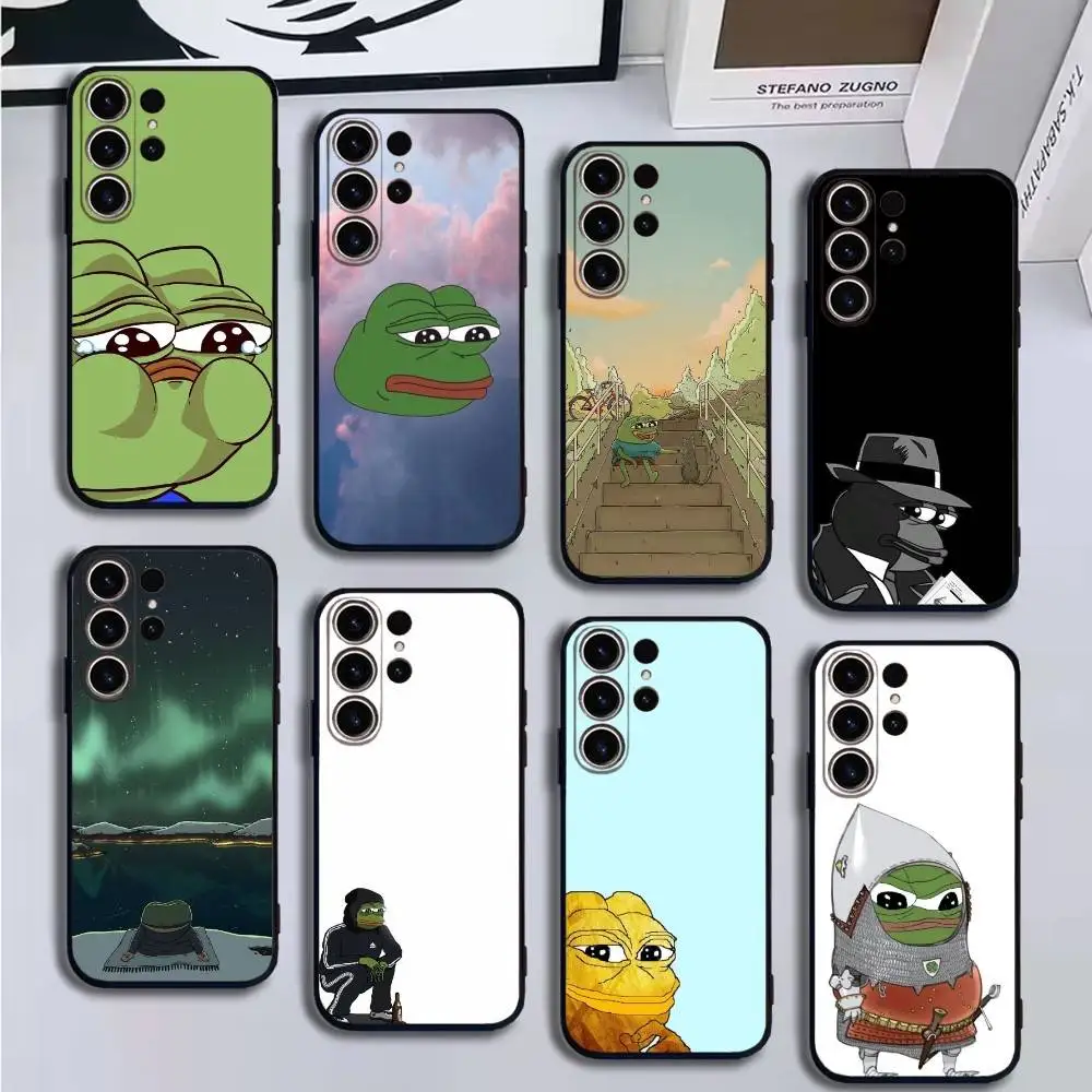 

Funny P-Pepe the Frog Phone Case For SamsungS25,24,21,22,23,30,Ultra,20,Plus,Fe,Lite,Note,10,9,Soft Black Cover