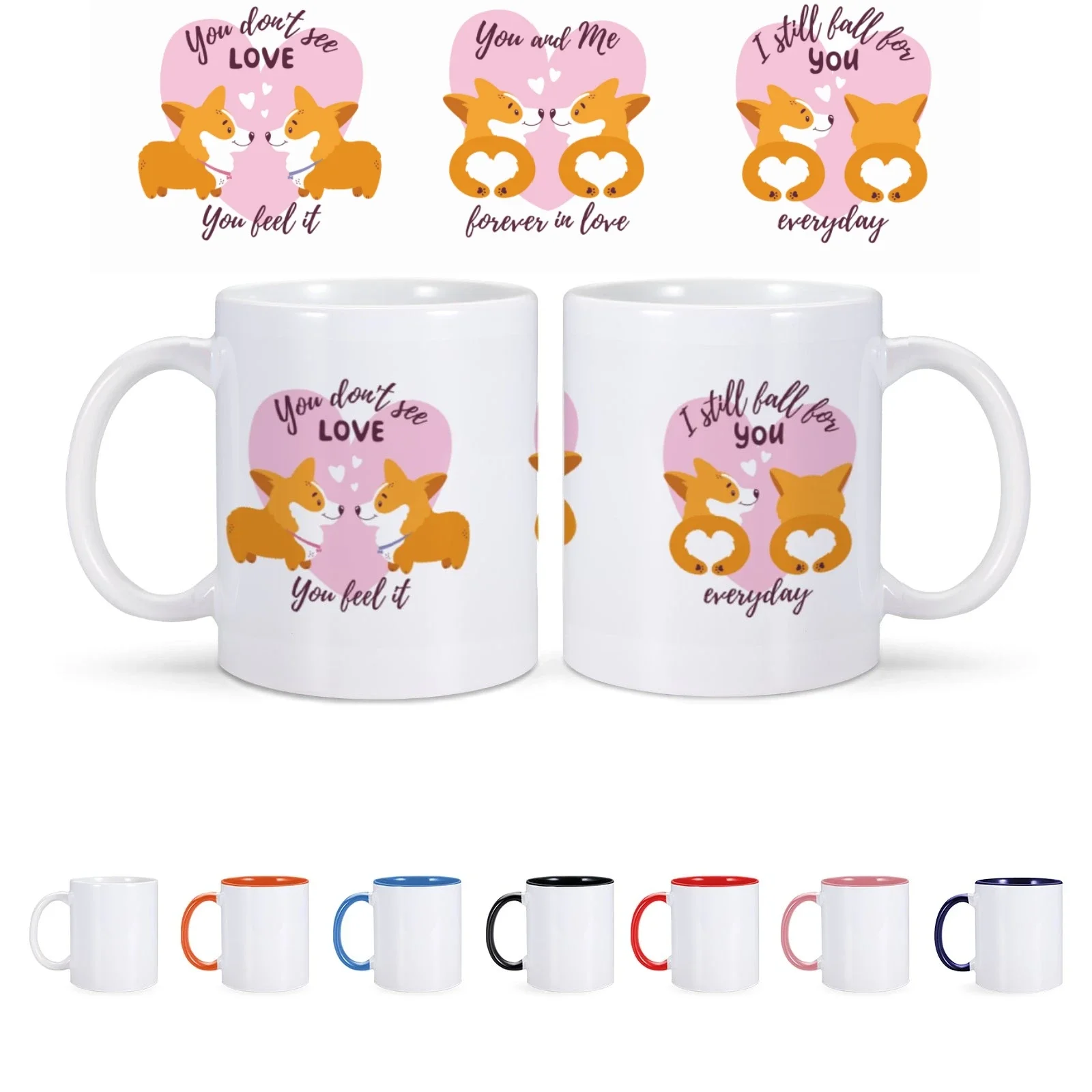 Cute Corgi Ceramics Mug Fully Covered Pattern 11oz Camping Home Tea Cup Dog Lover Birthday Coffee Mug Gift Welsh Corgi Mugs