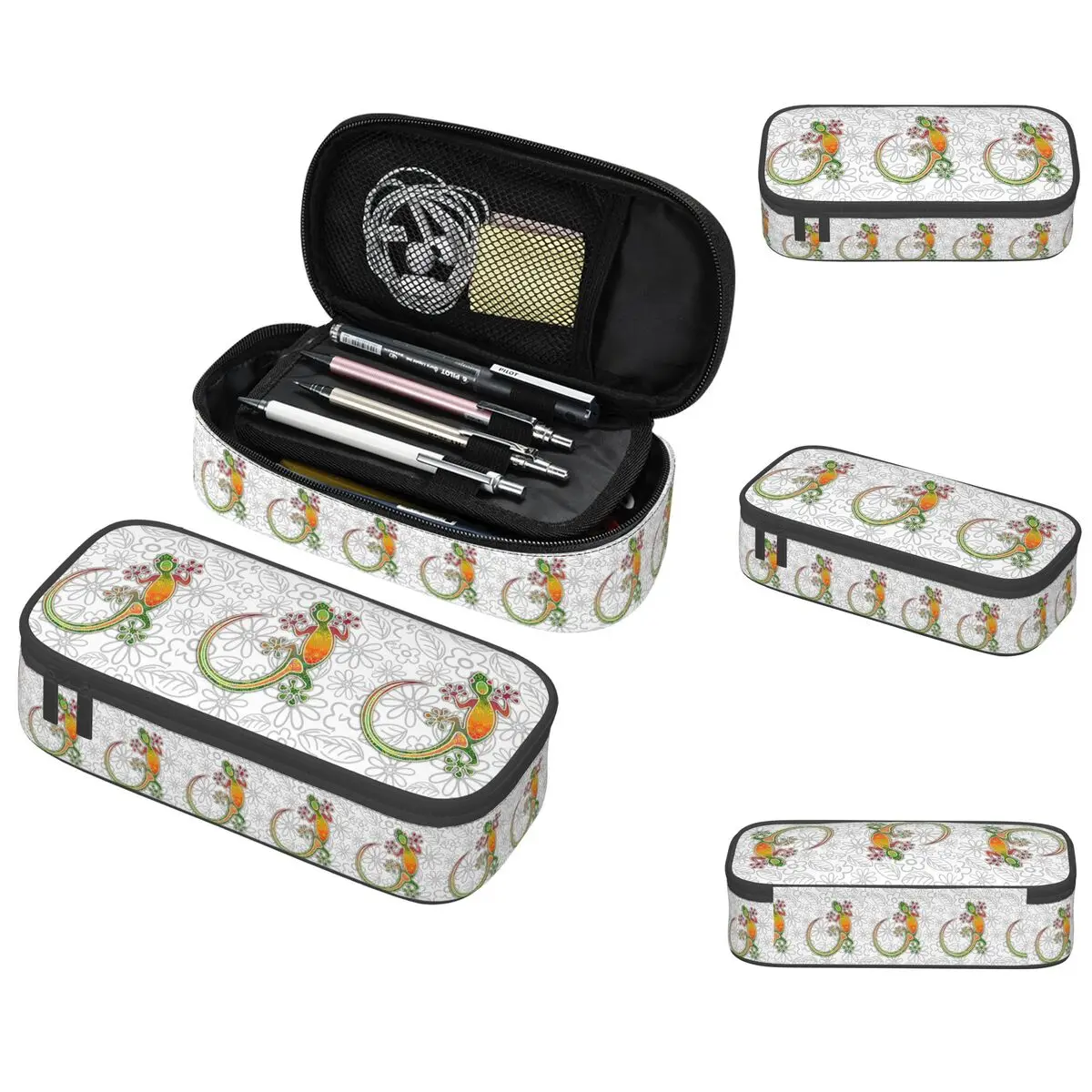 

Gecko Ethnic Tribal Lizard African Pencil Case for Boy Girl Gifts Pen Box Pencil Bag Stationery Supplies Pen Holder Bag