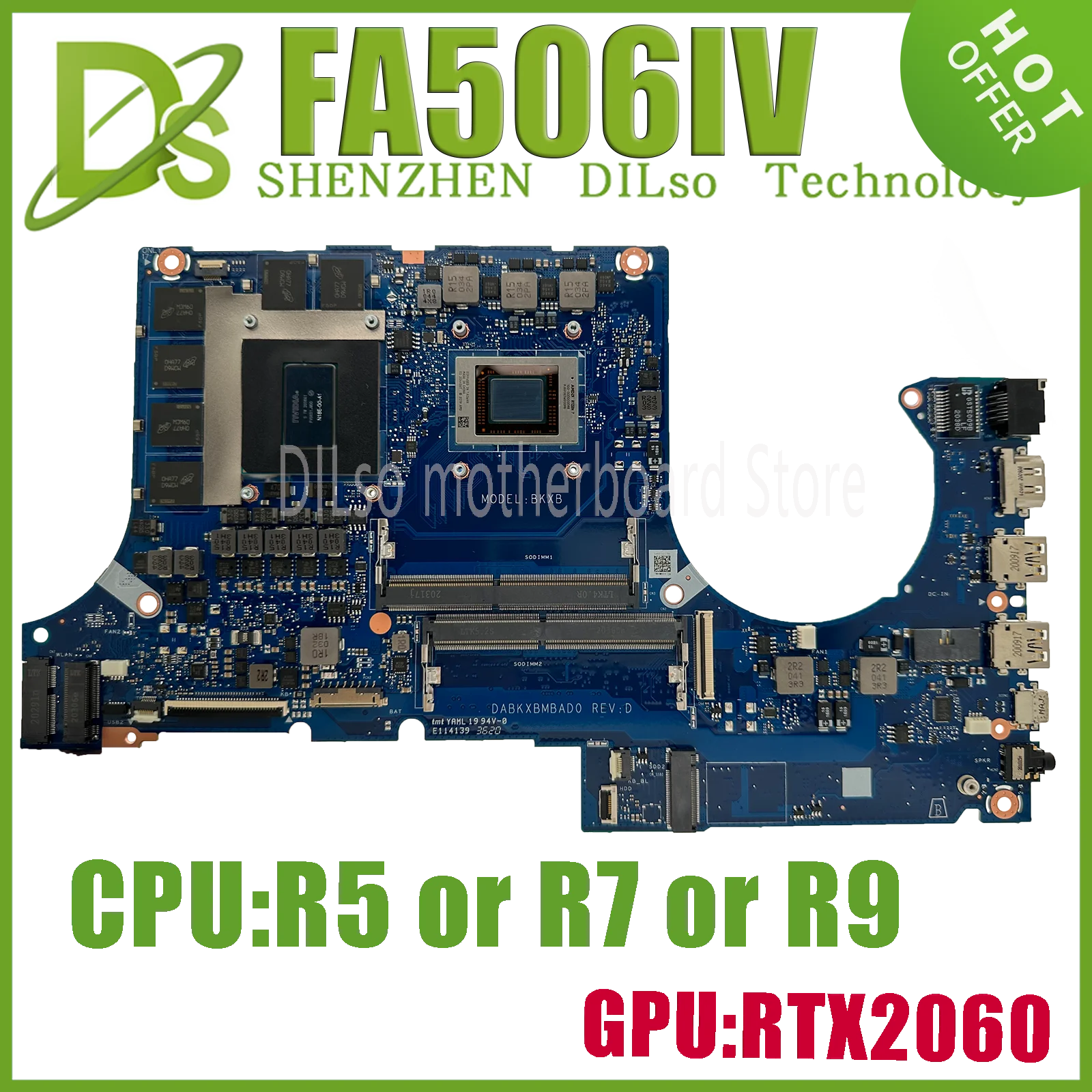 Imagem -02 - Kefu-placa-mãe do Portátil para Asus Fa506iv Fa506iv Fa506iu Fa706iu Fa706ih Mainboard w r5 r7 r9 1650 1660ti Rtx2060