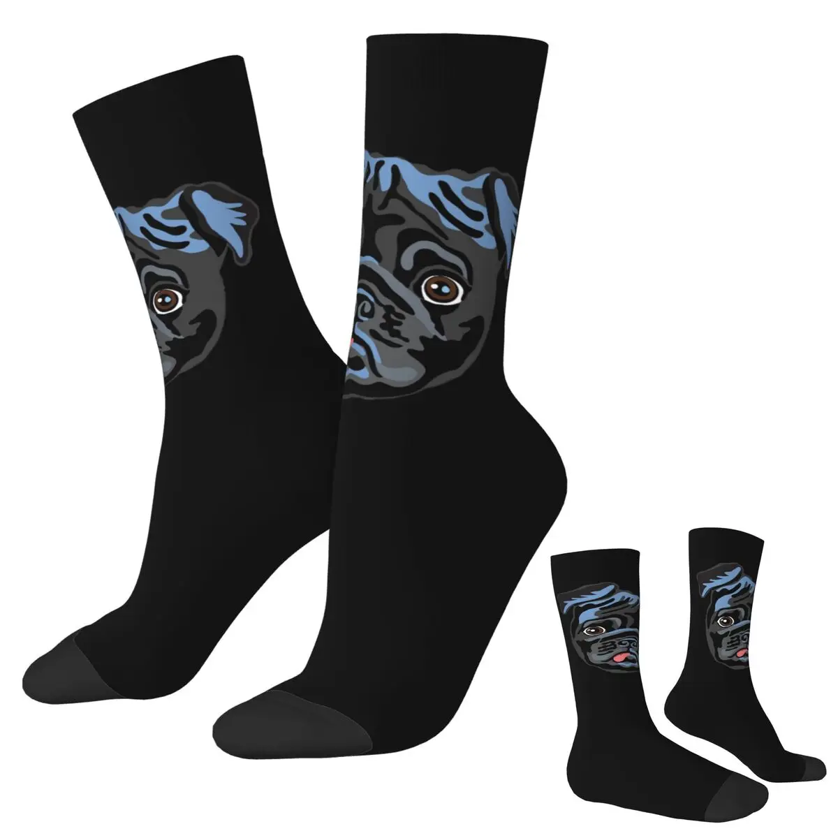 ブラックパグソックス原宿高品質ストッキングオールシーズンロングソックスアクセサリーユニセックス誕生日プレゼント用